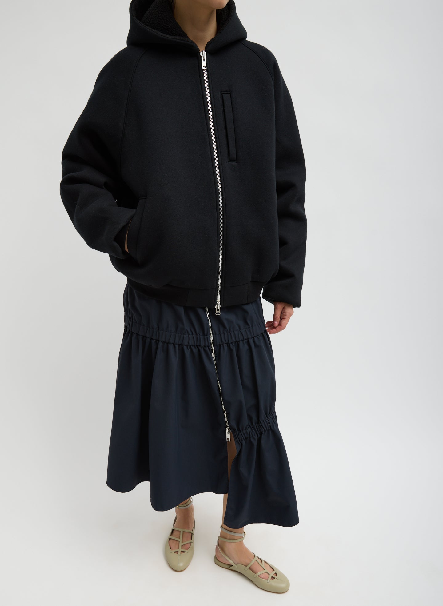 Compact Tech French Terry Zip Up Hoodie – Tibi Official