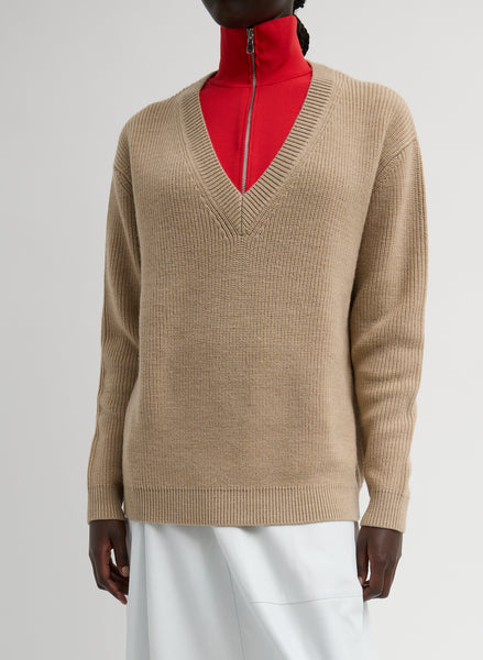 Cardigan Stitch V-Neck With Removable Dickie – Tibi Official