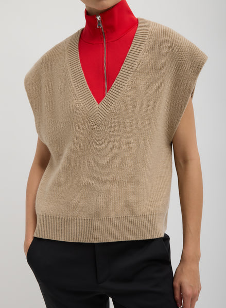 Cardigan Stitch Sweater Vest With Removable Dickie – Tibi Official
