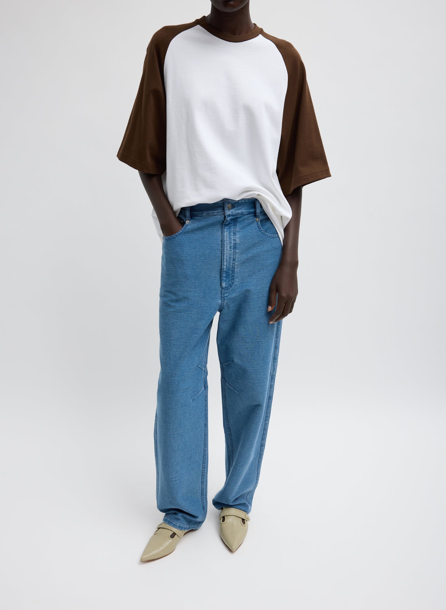 Denim Interlock Mica Jean - Classic Blue Denim Interlock Mica Jean - front view on model