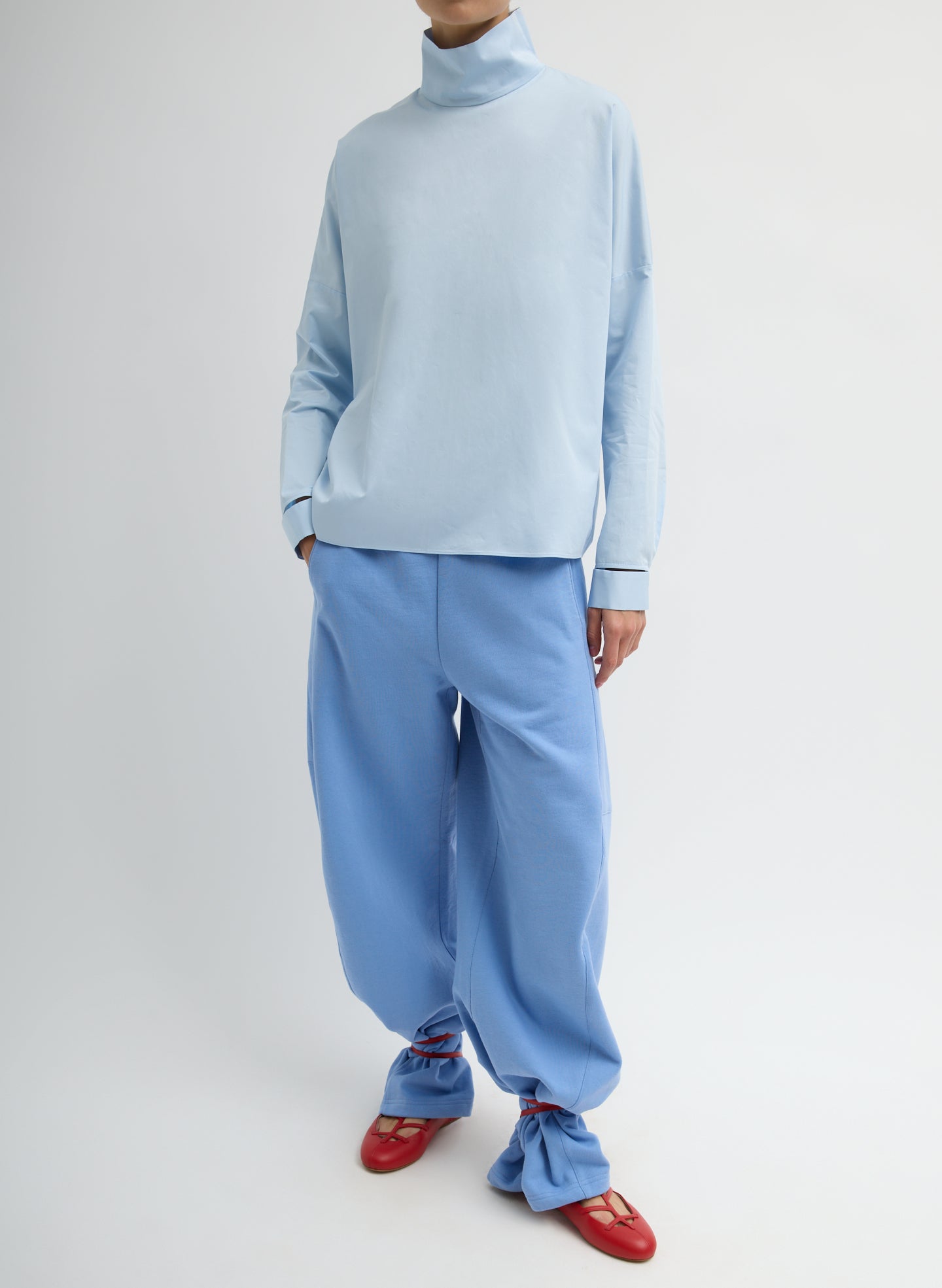 Eco Poplin Funnel Neck Dolman Top – Tibi Official