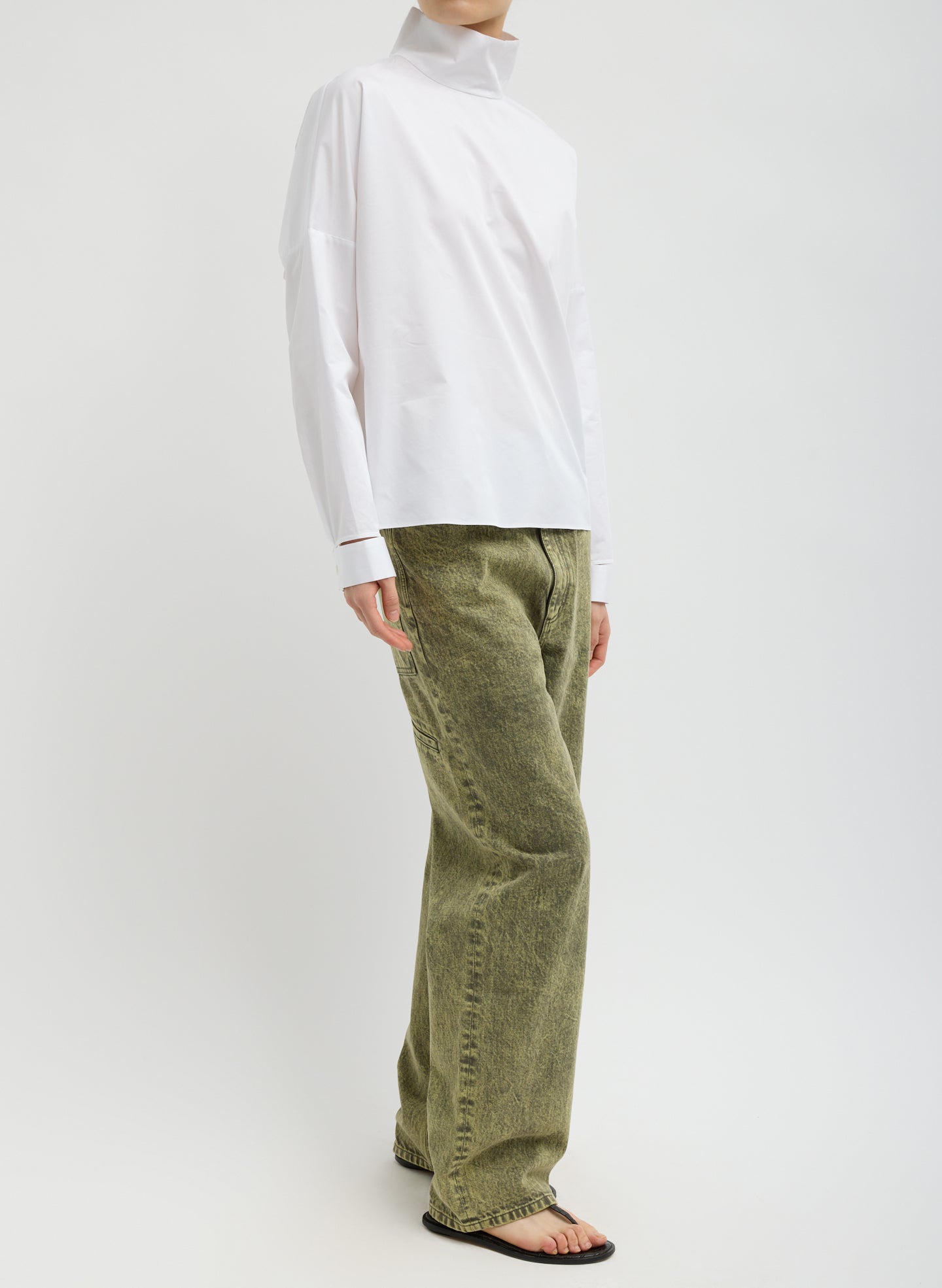 Eco Poplin Funnel Neck Dolman Top – Tibi Official