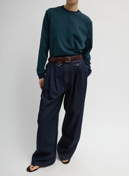 Indigo Denim Triple Pleat Jean – Tibi Official