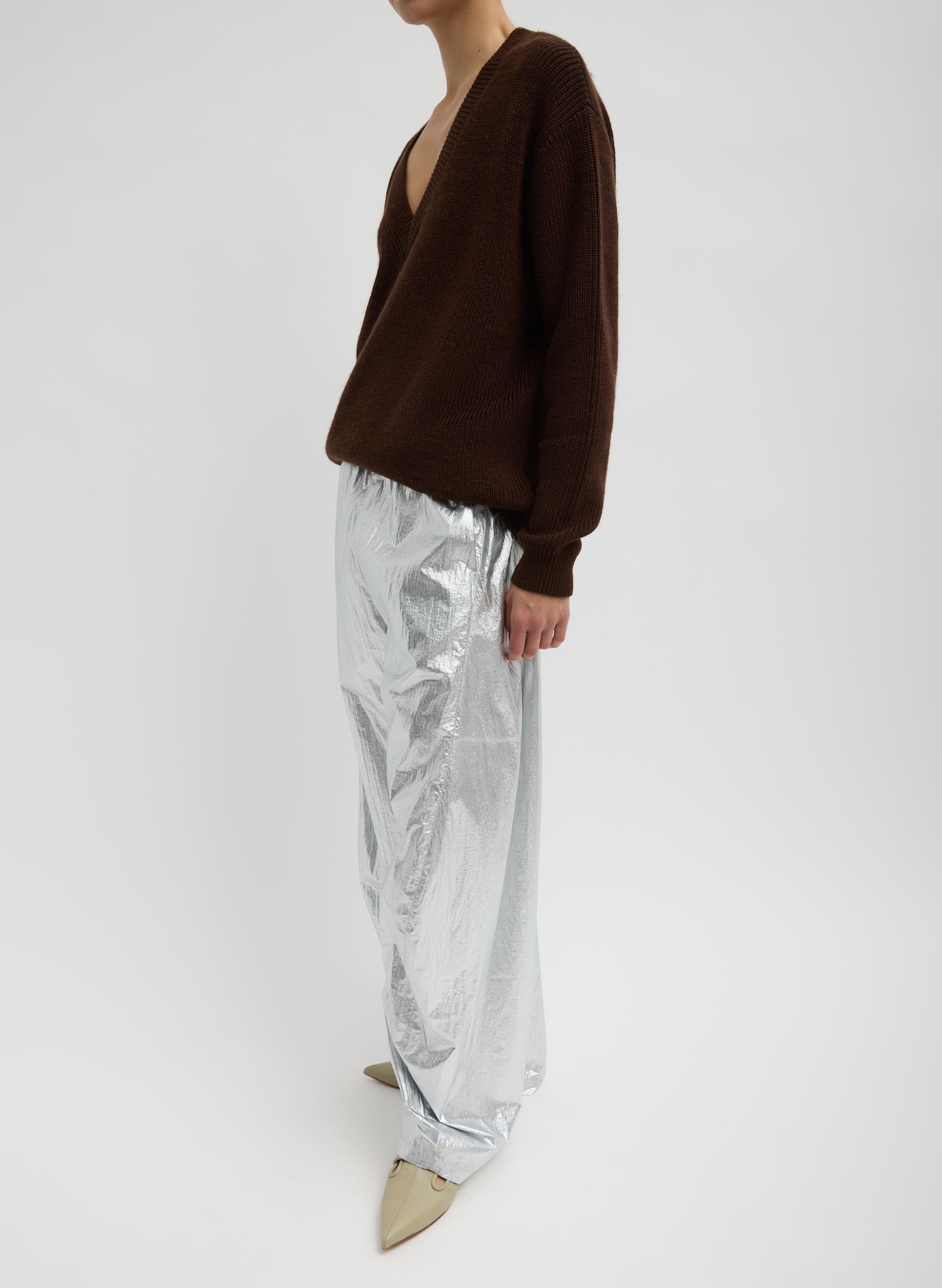 Silver Metallic Nylon Winslow Pant – Tibi Official