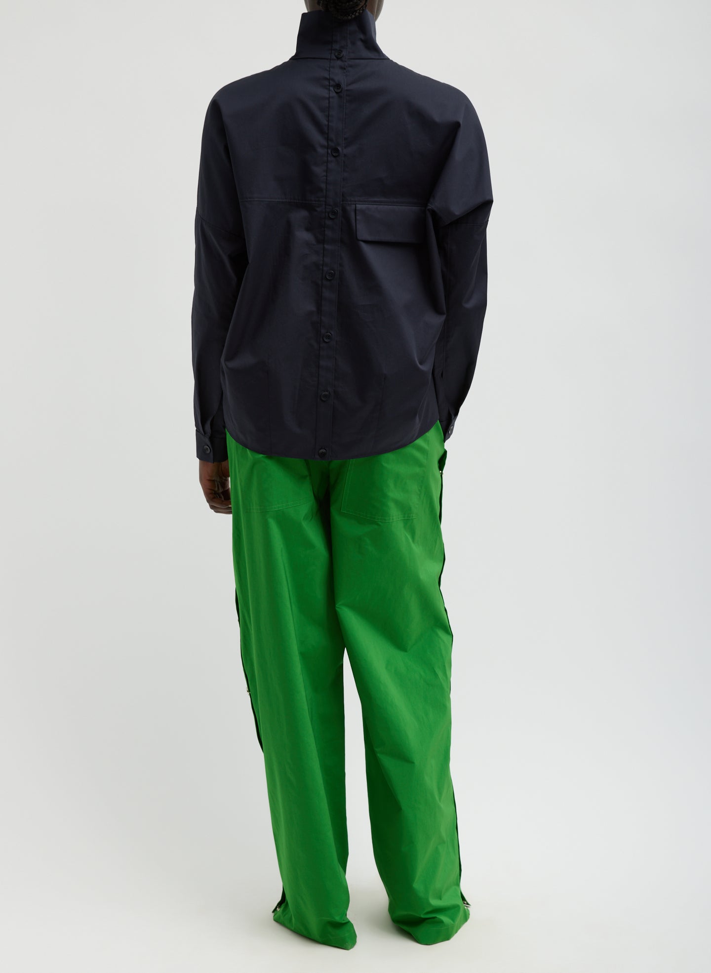 Green Nylon Snap Pull On Jogger - back view on model