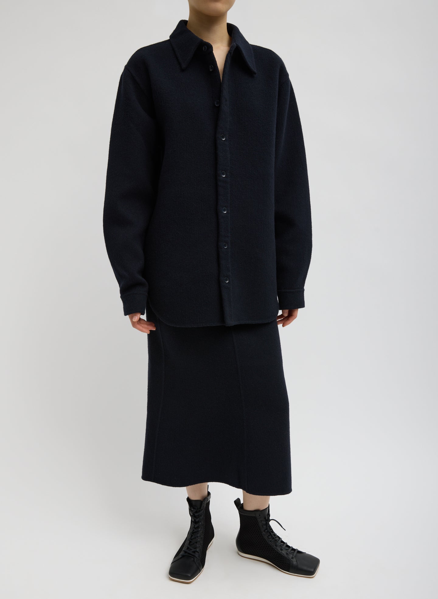 Luxe Double Faced Wool Angora Easy Shirt Navy / XS / R125WN7796 Luxe Double Faced Wool Angora Easy Shirt Navy / XS / R125WN7796