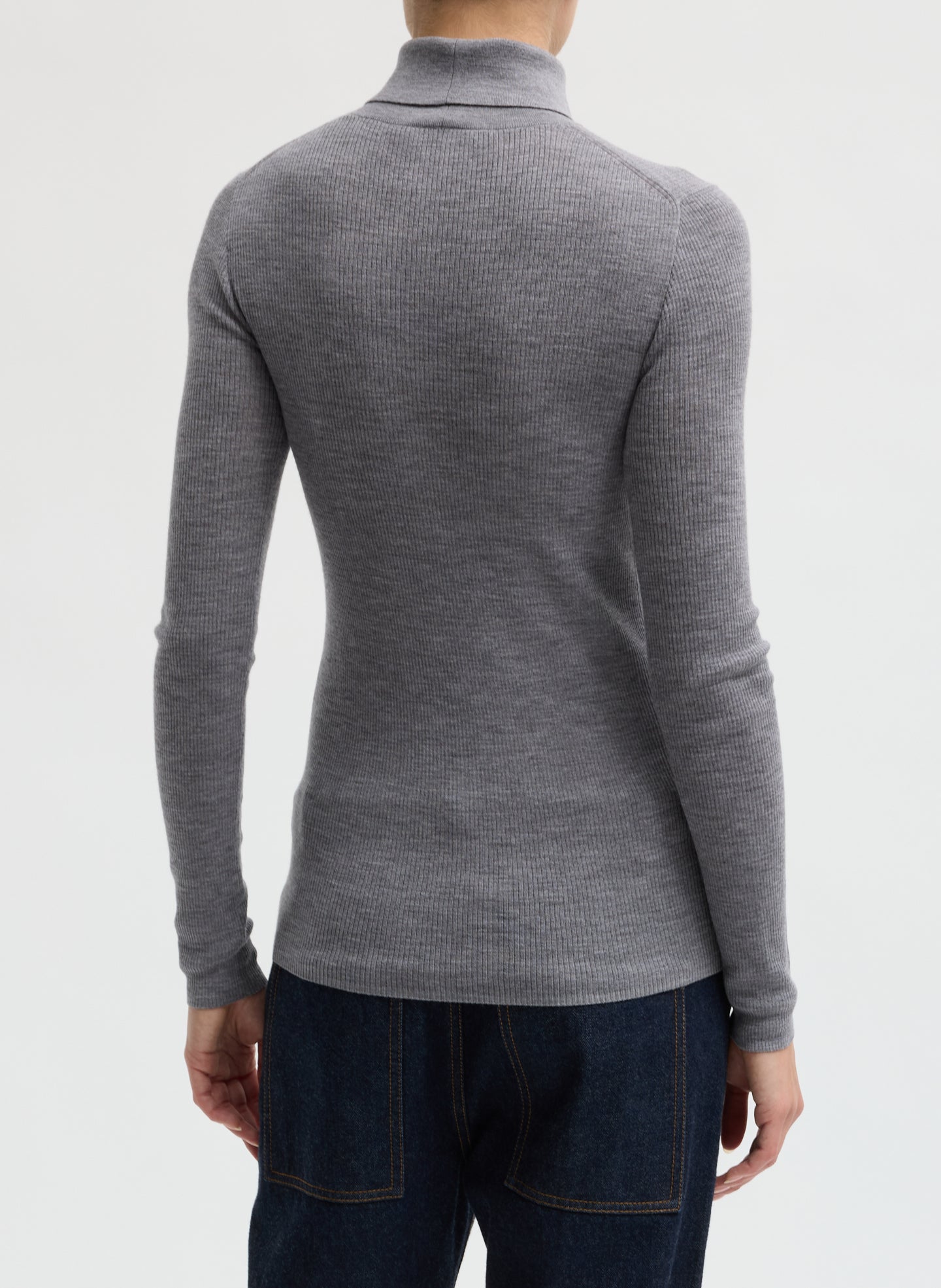Feather Weight Ribbed Sweater Split Neck Turtleneck – Tibi Official