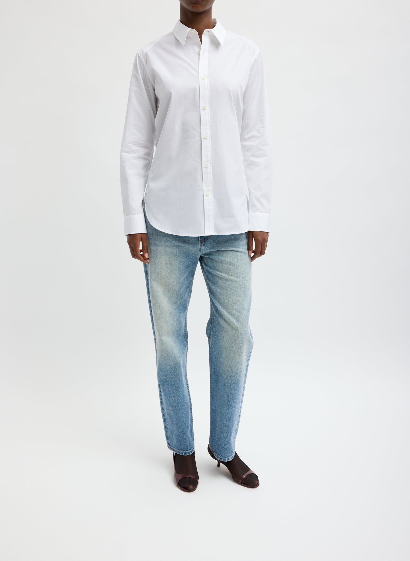 White New Shirting Charlie Men's Slim Shirt - full look, front view on model