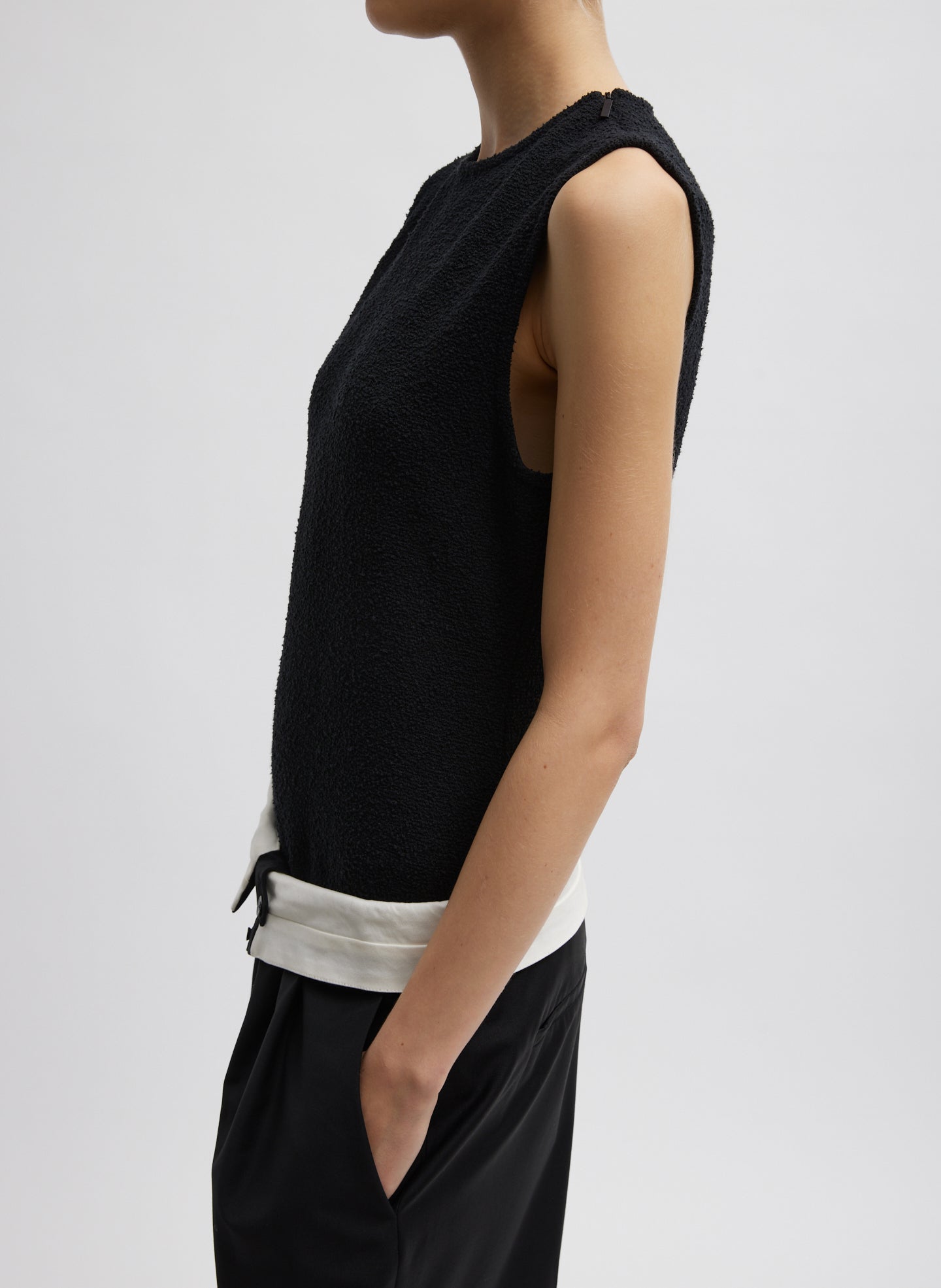 Boucle Knit Sleeveless Top - Black-1