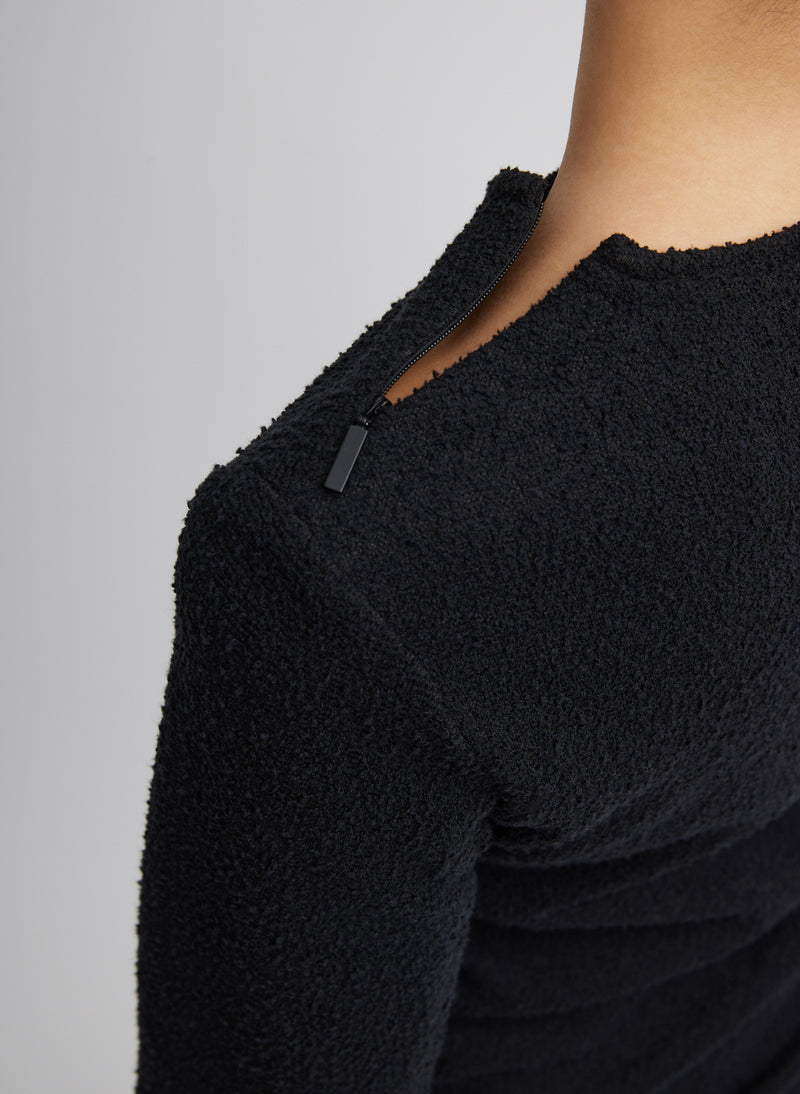 Boucle Knit Long Sleeve Circular Top – Tibi Official