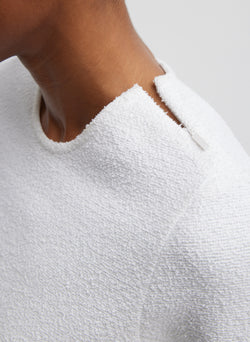 Boucle Knit Long Sleeve Circular Top White-2