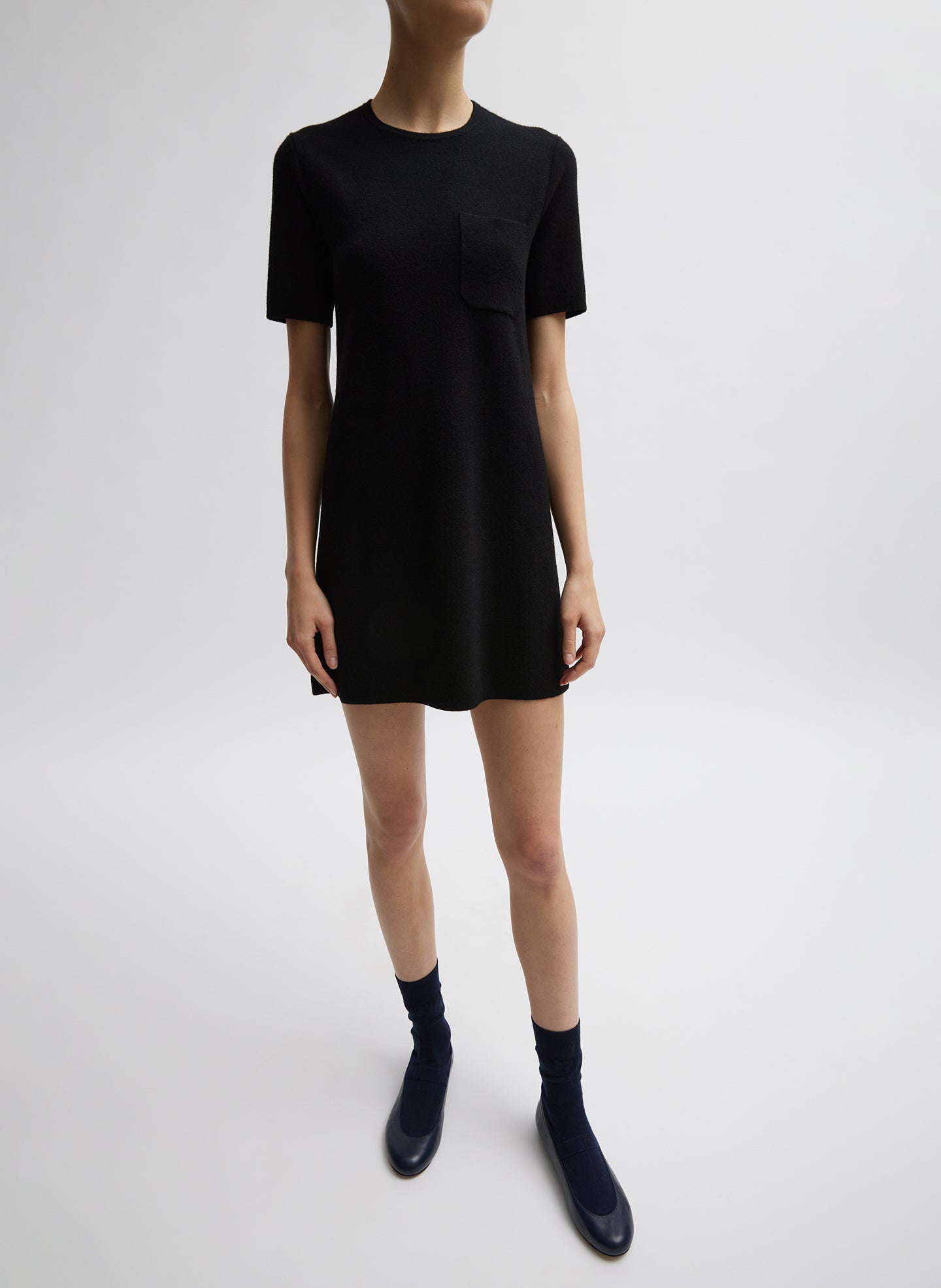 Compact Stretch Cashmere Mini Dress - Black-1