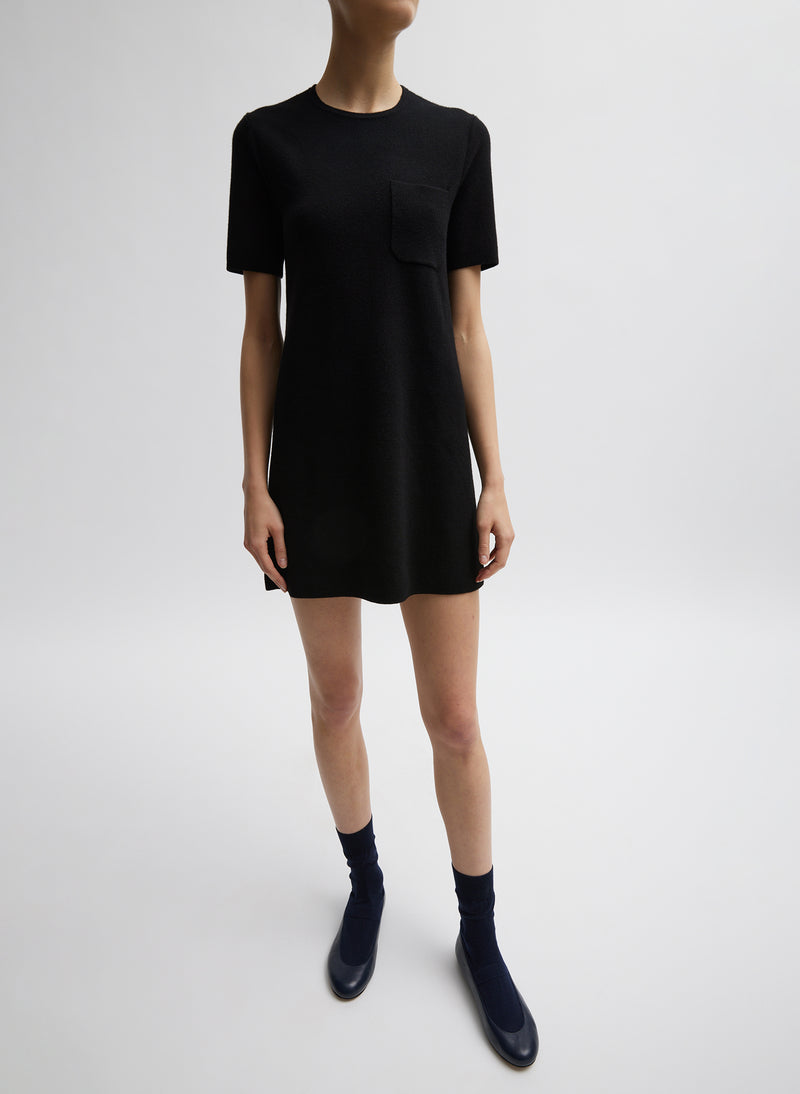 Compact Stretch Cashmere Mini Dress Black-1