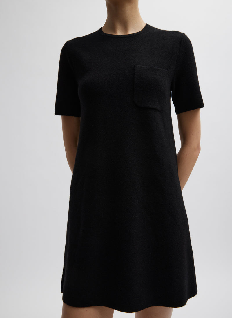 Compact Stretch Cashmere Mini Dress Black-2