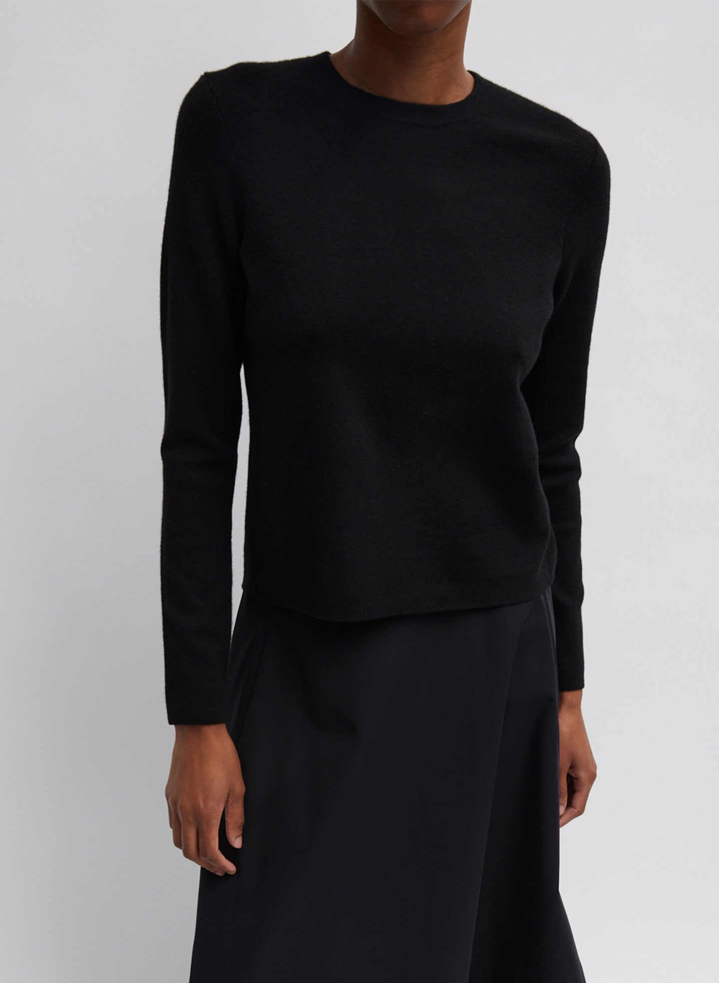 Compact Stretch Cashmere Long Sleeve Open Back Sweater - Black-1