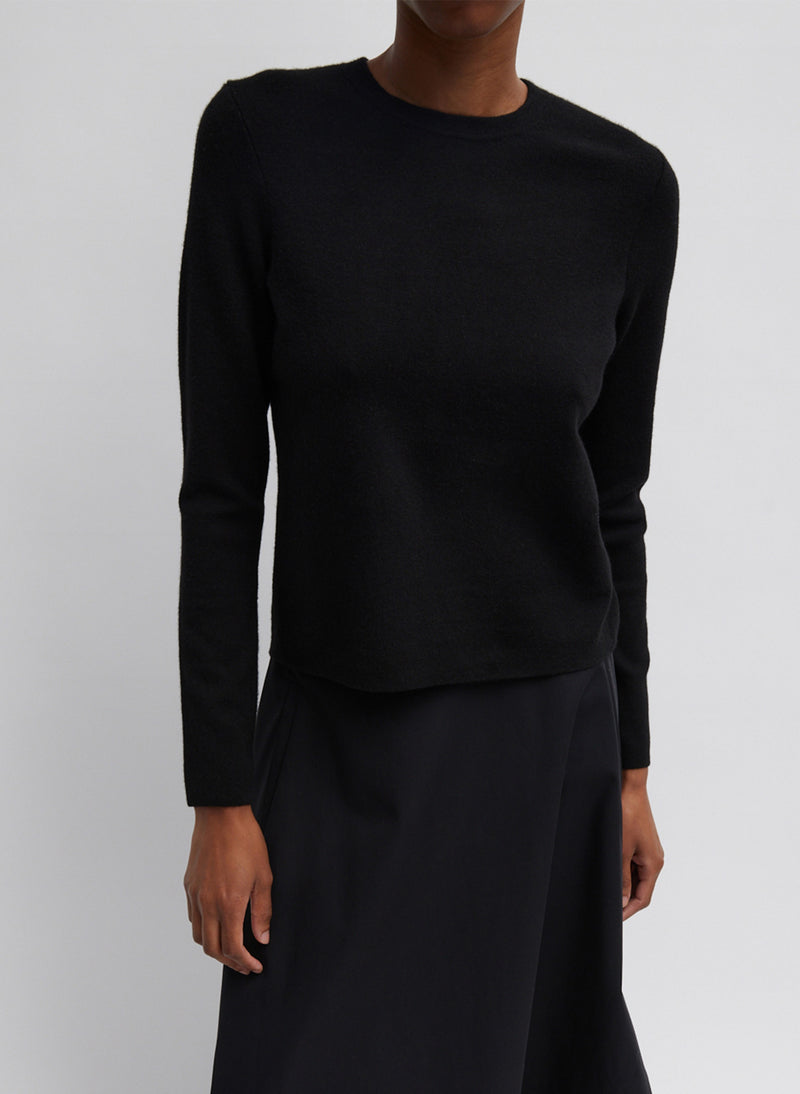 Compact Stretch Cashmere Long Sleeve Open Back Sweater – Tibi Official