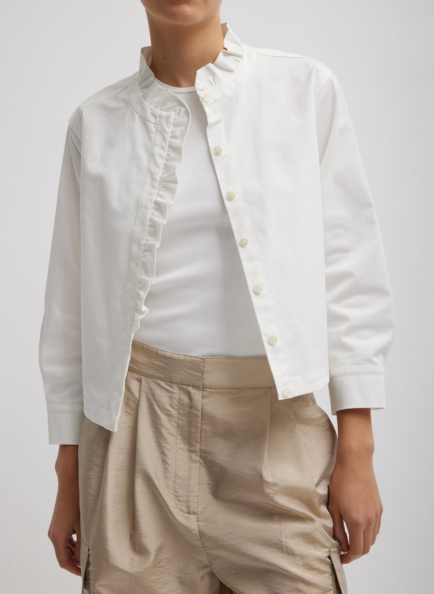 Chino Holly Bracelet Sleeve Shirt - White-1