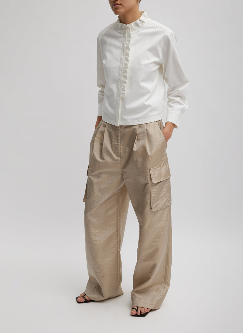 Chino Holly Bracelet Sleeve Shirt White-5