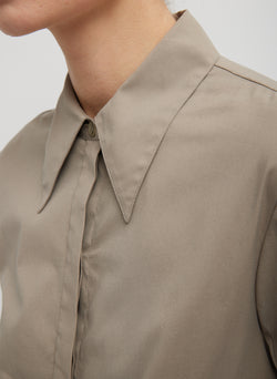 Stretch Cotton Nylon Circular Sleeve Shirt Mink Grey-2