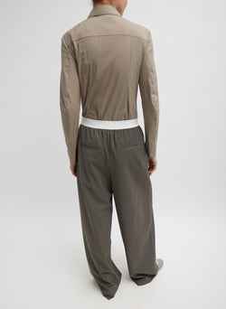 Stretch Cotton Nylon Circular Sleeve Shirt Mink Grey-5