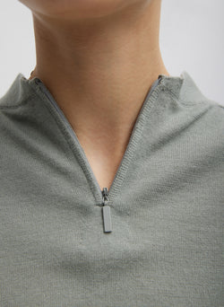 Cashmere Silk Blend Mock Neck Easy Sweater Pumice Grey-2