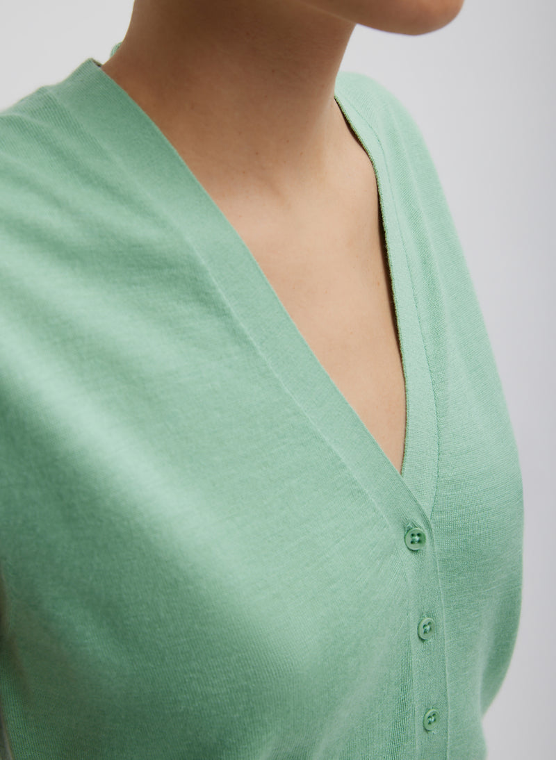 Cashmere Silk Blend Sleeveless Button Down Sweater – Tibi Official