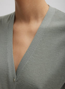Cashmere Silk Blend Sleeveless Button Down Sweater Pumice Grey-2