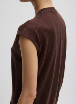 Cashmere Silk Blend Sleeveless Button Down Sweater Hickory-2
