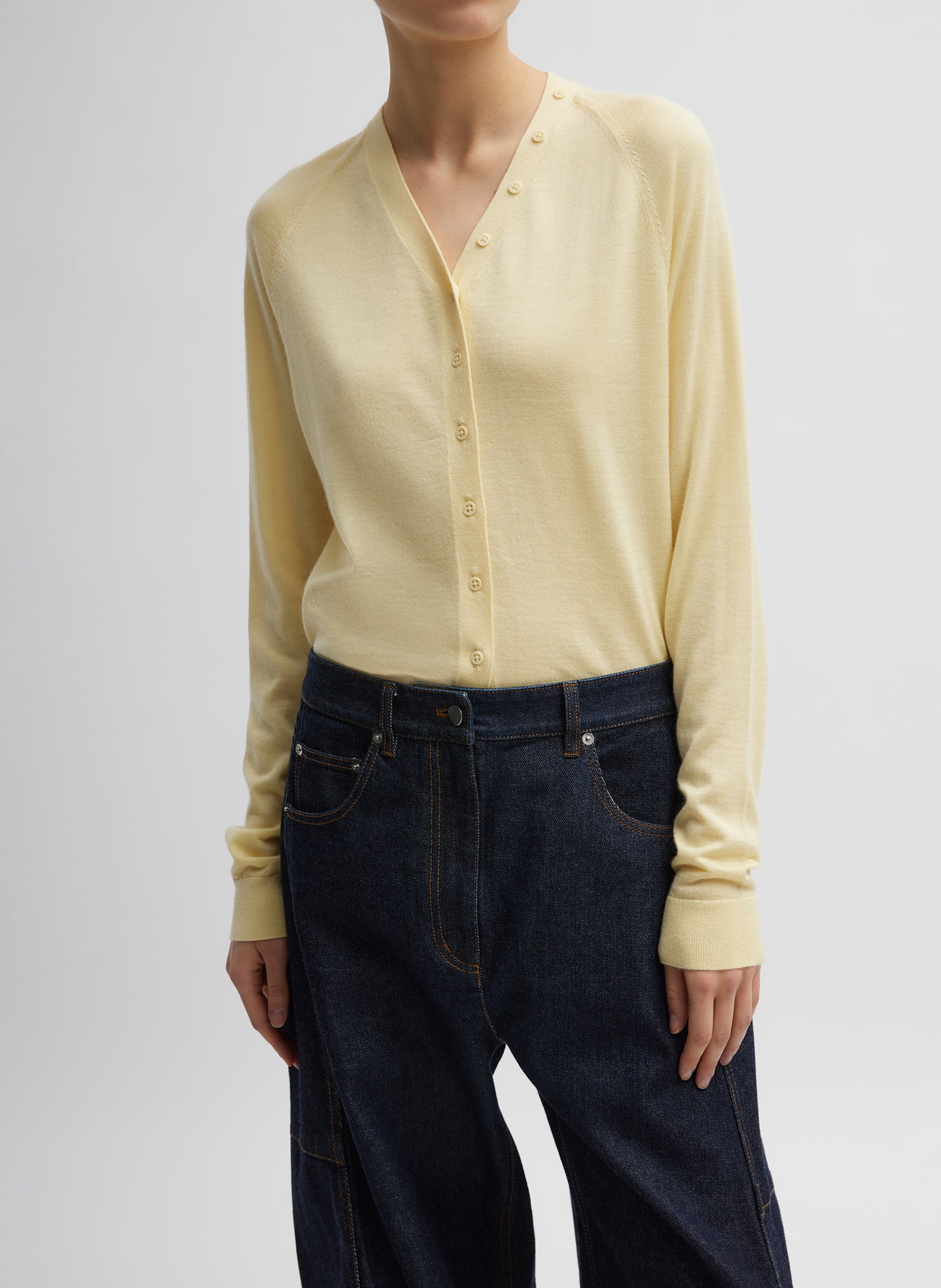 Cashmere Silk Blend Slim Cardigan - Lemon Ice-1