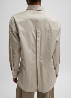 Eco Poplin Shirt With Tucked Sleeve Light Stone-4