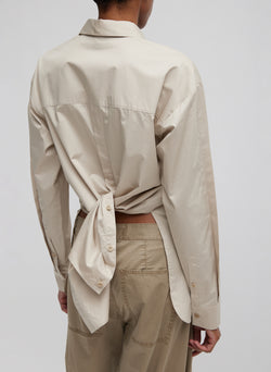 Eco Poplin Shirt With Tucked Sleeve Light Stone-5