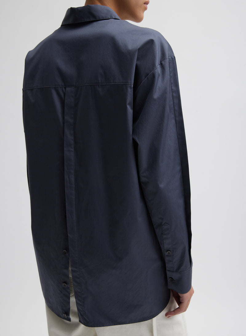 Eco Poplin Shirt With Tucked Sleeve Shark Grey-6