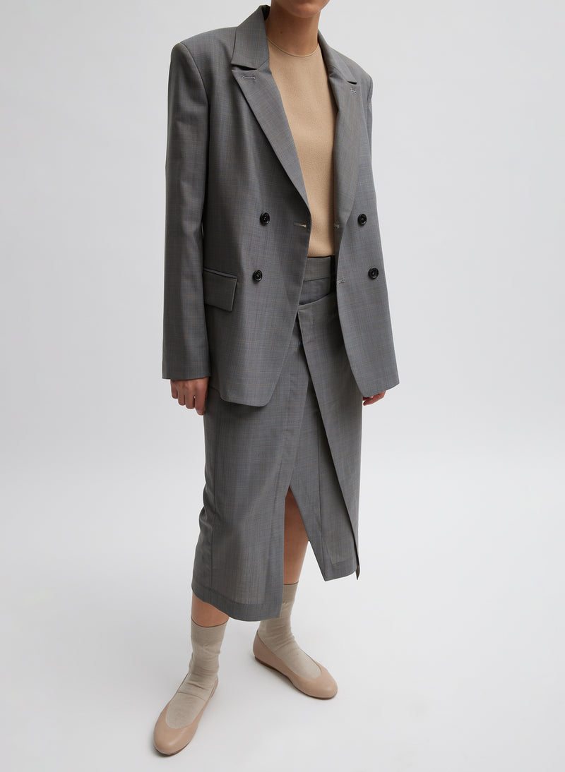 Grant Crossdye Suiting Wrap Trouser Skirt Grey Multi-4