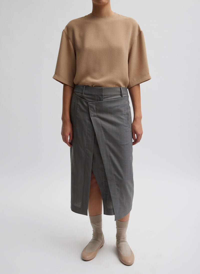 Grant Crossdye Suiting Wrap Trouser Skirt Grey Multi-3