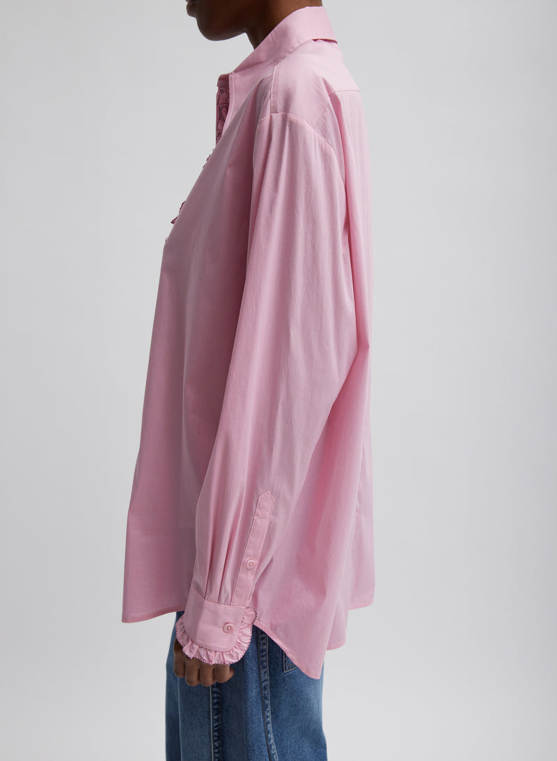 Light Weight Cotton Nylon Easy Tuxedo Shirt Pink-4