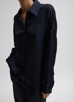 Spring Acetate Shirt With Cocoon Back Dark Navy-1