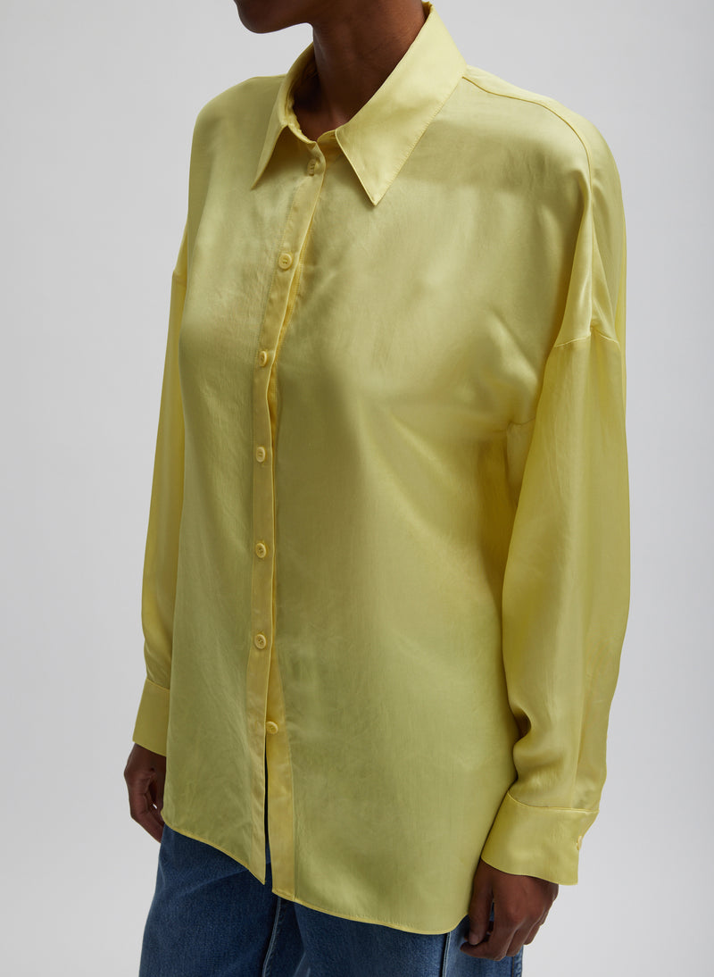 Spring Acetate Shirt With Cocoon Back Yellow-1