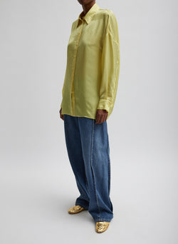 Spring Acetate Shirt With Cocoon Back Yellow-4