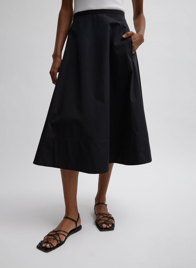 티비 Tibi Bonded Luxe Twill Circle Skirt,Black