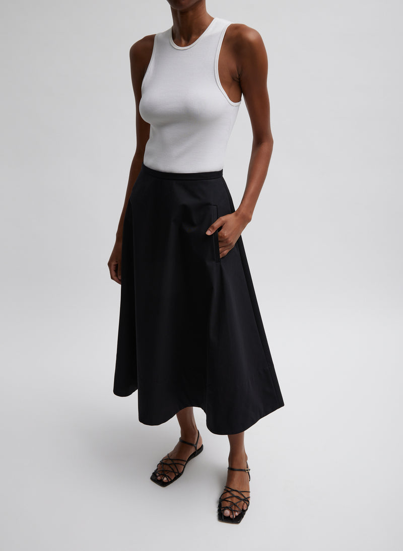 Bonded Luxe Twill Circle Skirt Black-3