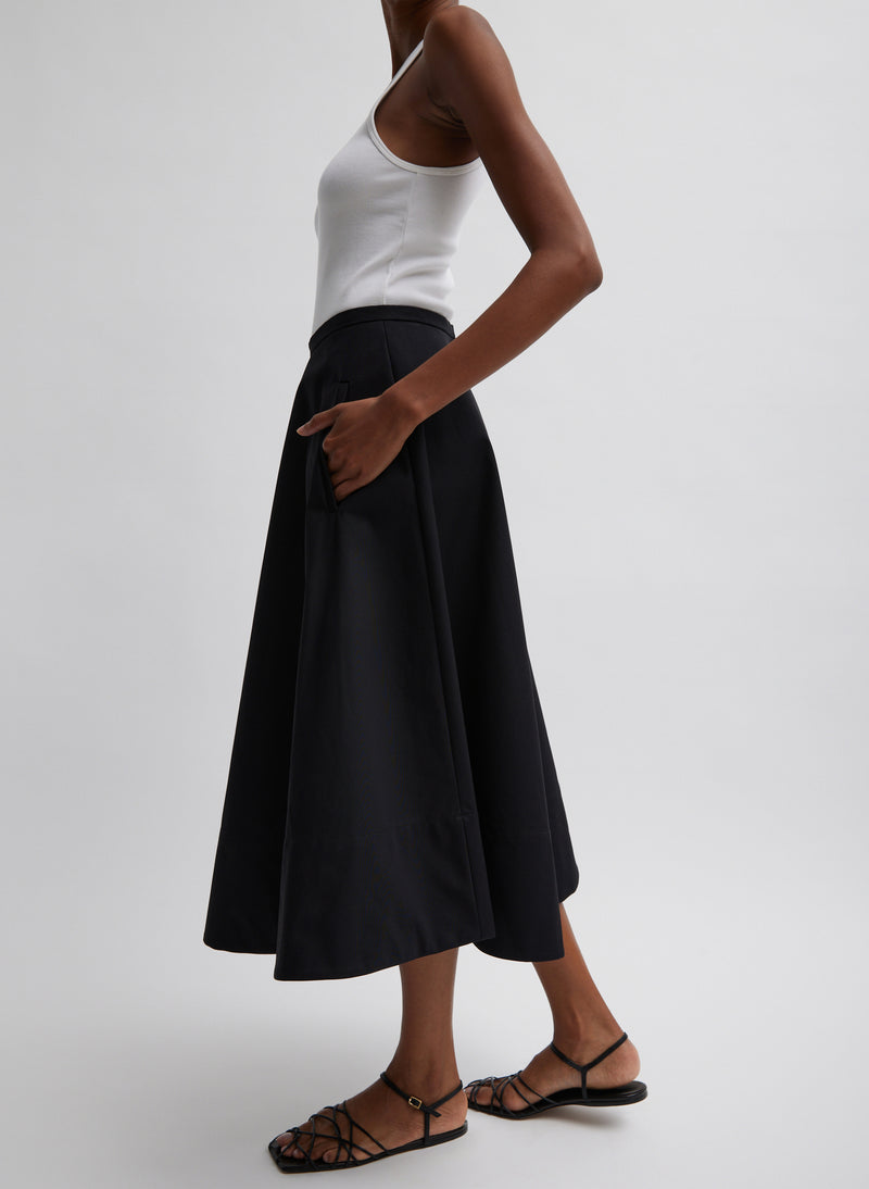 Bonded Luxe Twill Circle Skirt Black-4