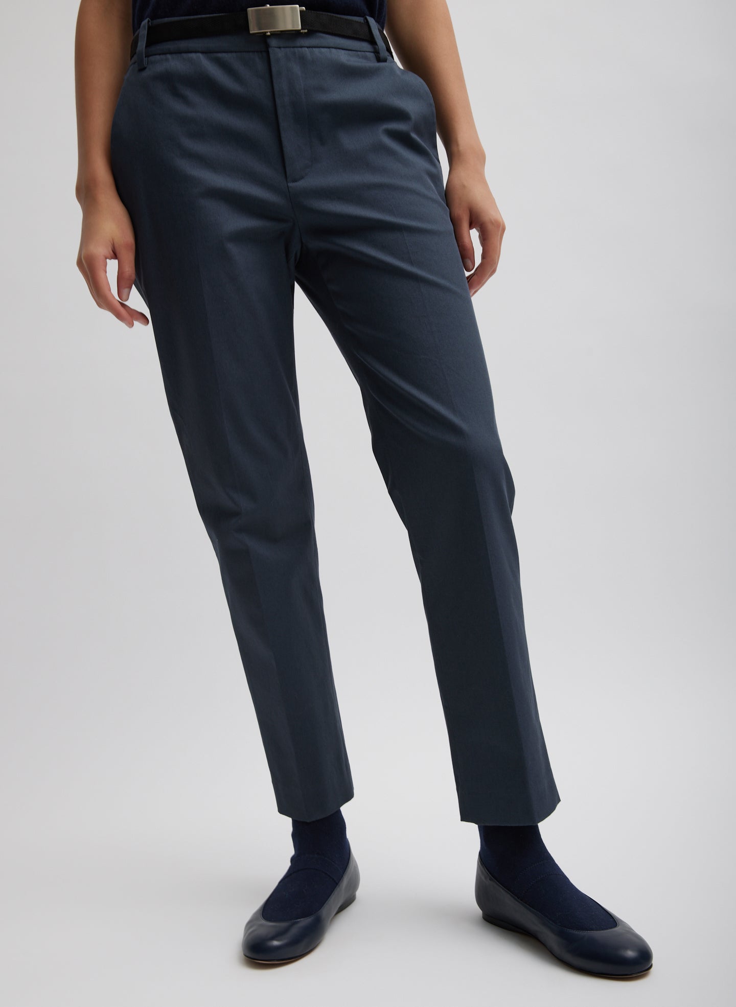 Oliver Cotton Stretch Tricotine Lennon Ankle Pant - Slate Blue-1