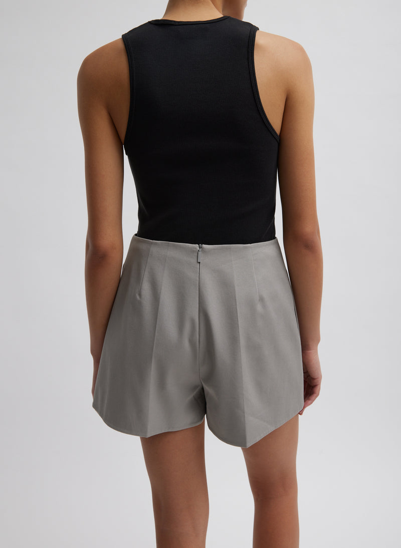 Oliver Cotton Stretch Tricotine Structured Shorts Grey Moon-3