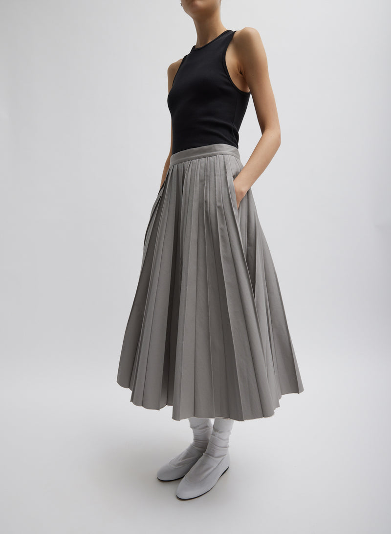 Oliver Cotton Stretch Tricotine Pintucked Skirt Grey Moon-7