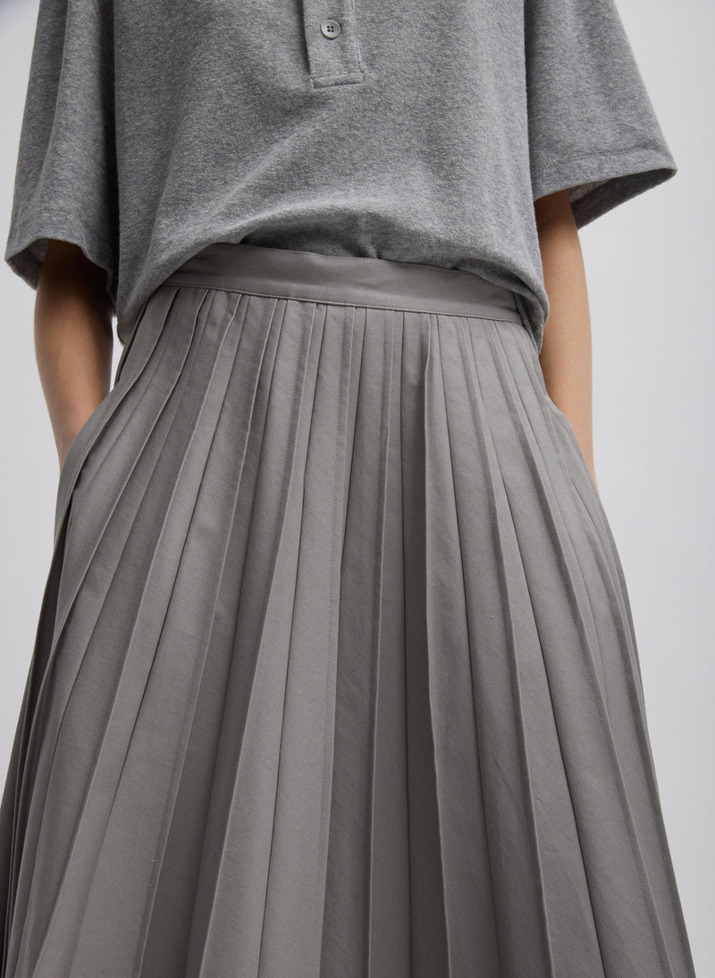 Oliver Cotton Stretch Tricotine Pintucked Skirt Grey Moon-3