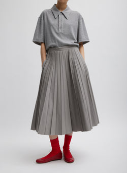 Oliver Cotton Stretch Tricotine Pintucked Skirt Grey Moon-1