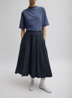 Oliver Cotton Stretch Tricotine Pintucked Skirt Slate Blue-7