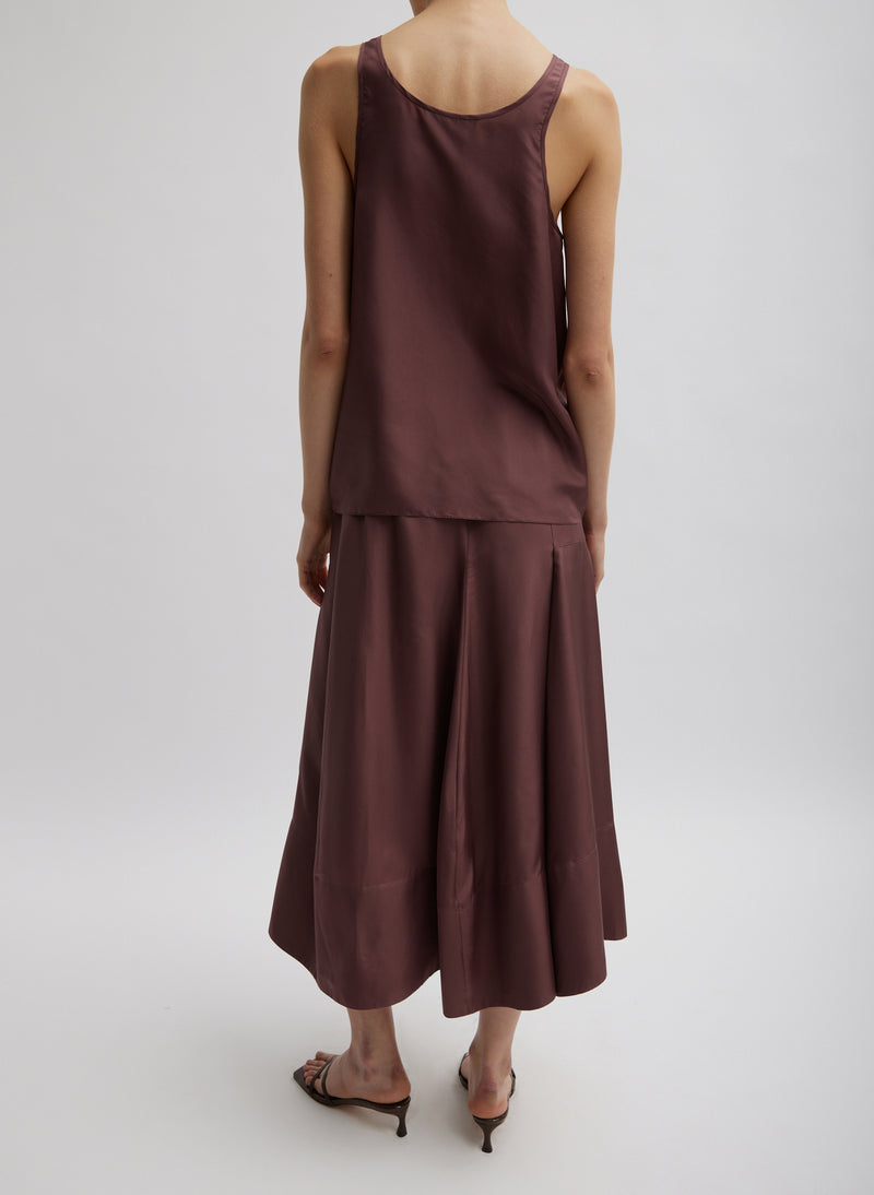 Silk Habutai Circular Seamed Skirt Cinnamon-3