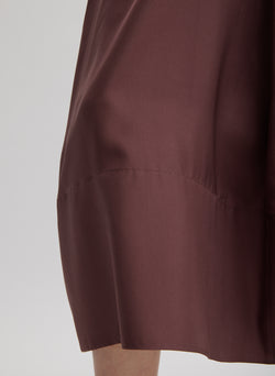 Silk Habutai Circular Seamed Skirt Cinnamon-2