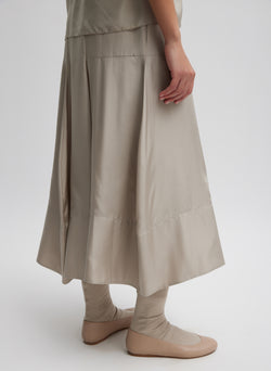 Silk Habutai Circular Seamed Skirt Light Stone-3